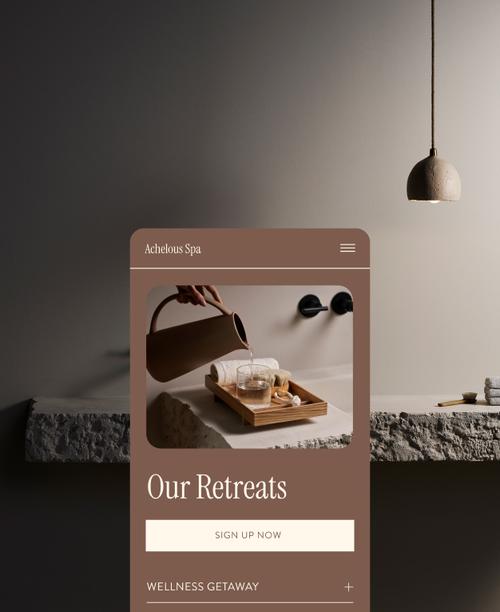 Benutzerdefinierte Squarespace-Website für ein Spa, das eine Vielzahl von buchbaren Dienstleistungen anbietet.