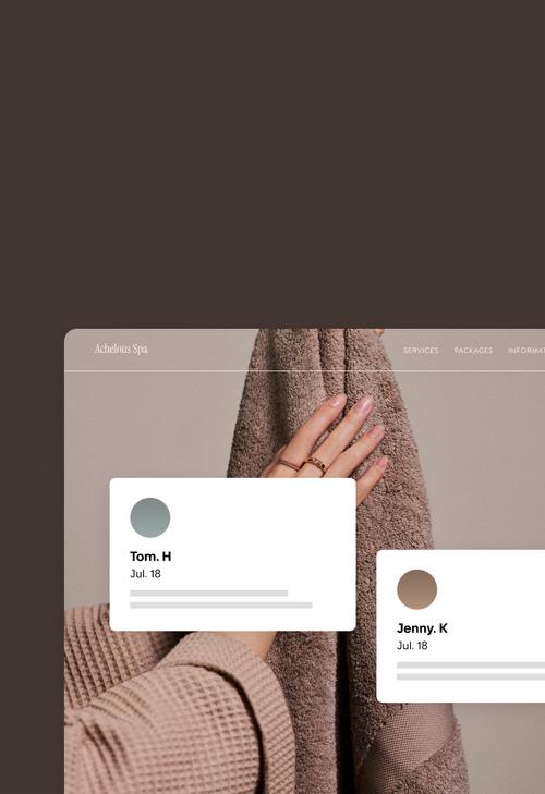 Kundenfeedback über ihre Erfahrungen und Trainingscamps, die auf einer Squarespace-Website angezeigt werden.